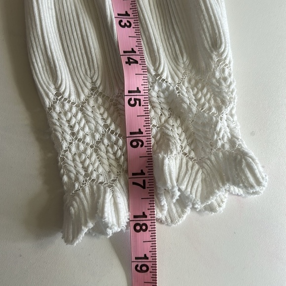 FREE PEOPLE FIRE ISLAND WHITE  KNIT CROCHET DRAWSTRING WAIST TUNIC TOP SIZE M - Picture 14 of 15